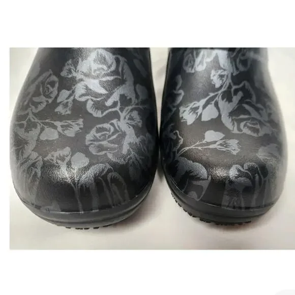 Womens CROCS clogs neria Pro 2 black silver rose pattern comfortable size 7 - Picture 3 of 6